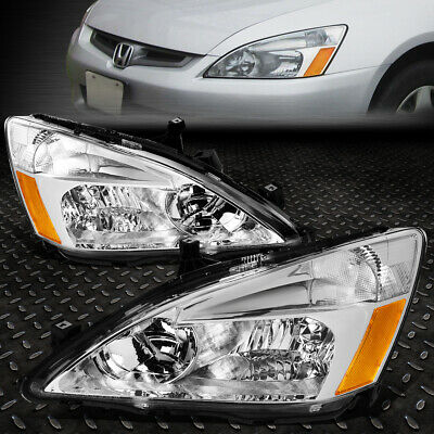 For 03-07 Honda Accord Chrome Housing Amber Corner Headlight Replacement Lamps