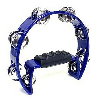 Tambourine Blue Hand Held With Double Row Metal Jingles Percussion Dt