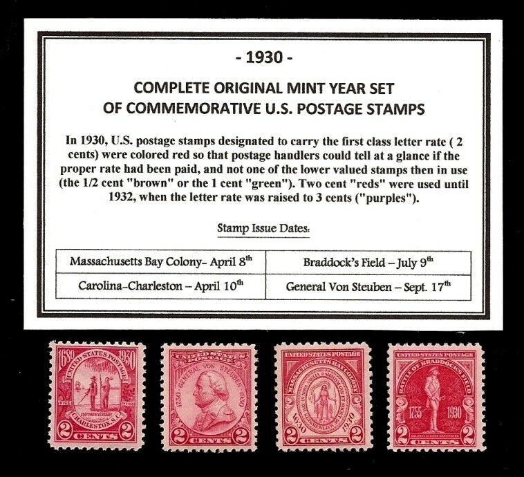 1930 Complete Commemorative Year Set Of Mint -mnh- Vintage U.s. Postage Stamps