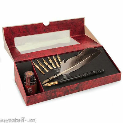 Authentic Models Mg118 Calligraphy Feather Pen Set With Stylus & Ink