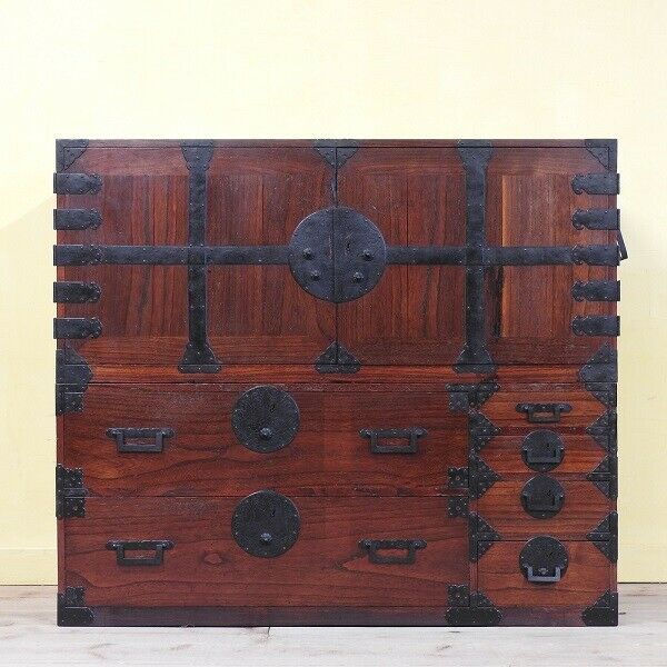 Japanese Chest Antique Brown Tansu Dansu Drawer Storage Box Wood #032513