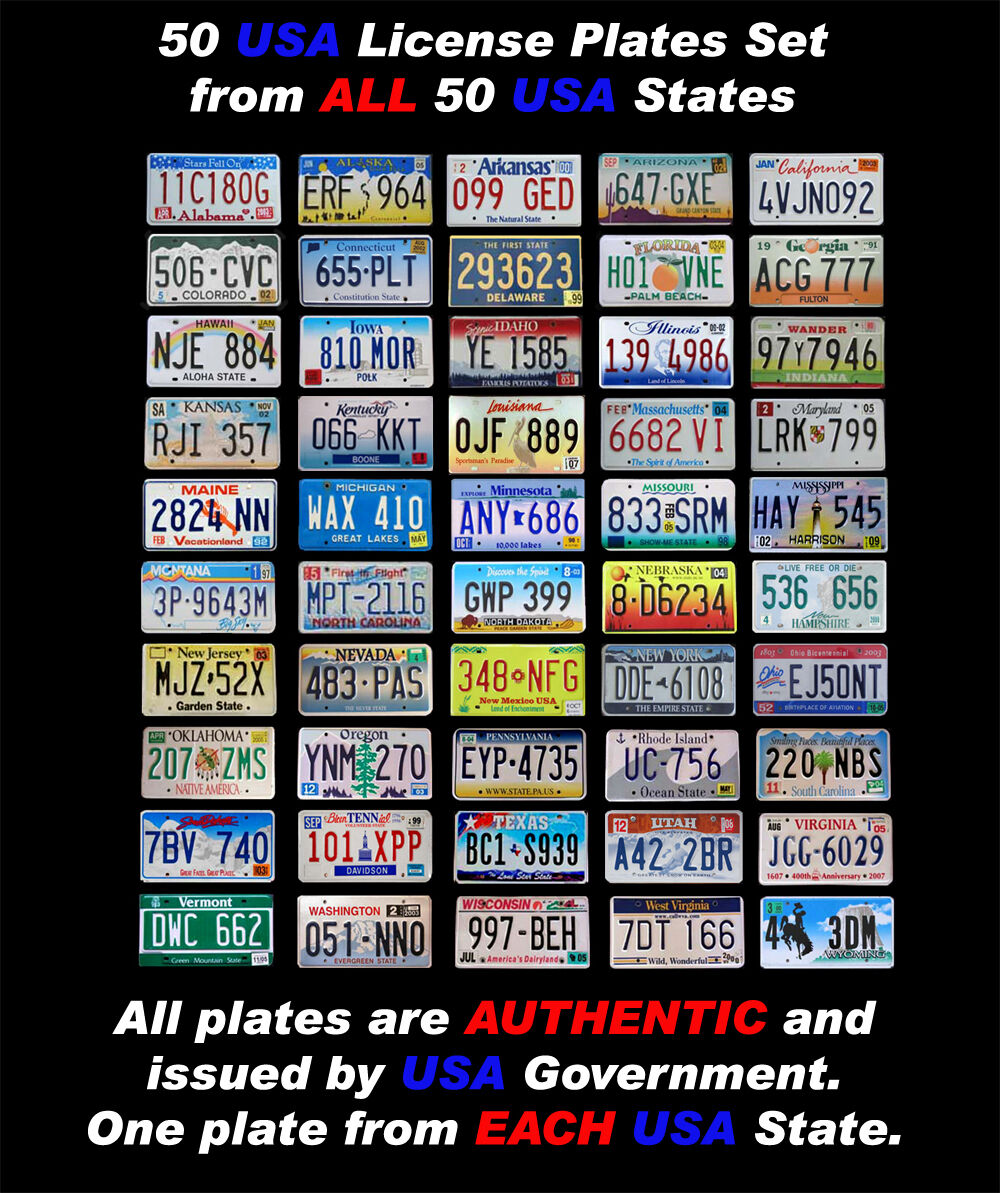 Complete 50 Usa License Plates Set United States Number Tag Lot Decor Best1 Deal