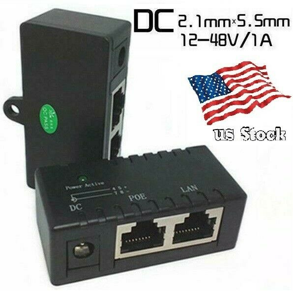 Passive Poe Injector Splitter 5-52vdc For Ip Camera, Voip, Network Devices (w)