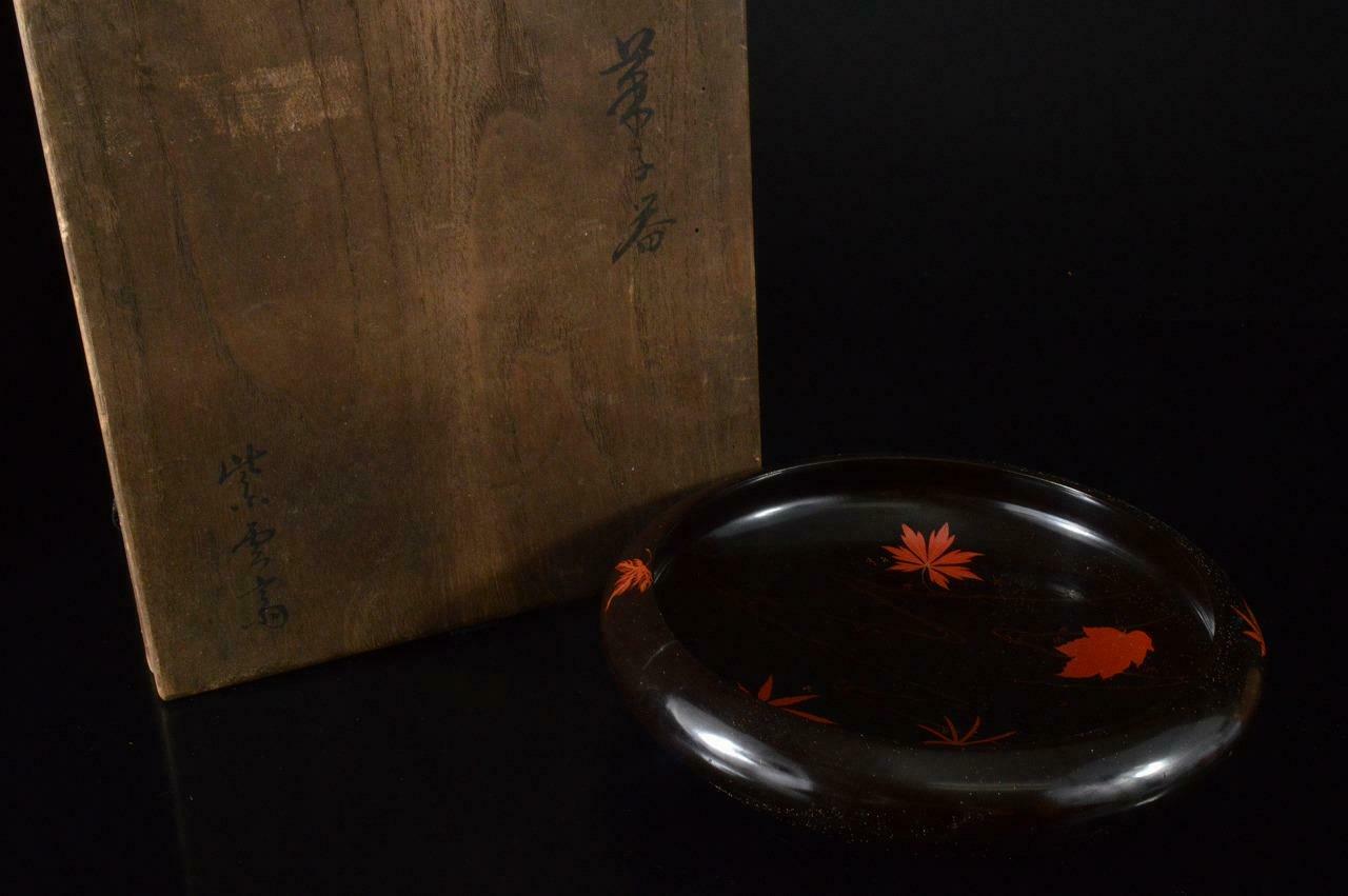 X5633: Japan Wooden Lacquer Ware Cake Box/confectionery Container, W/signed Box